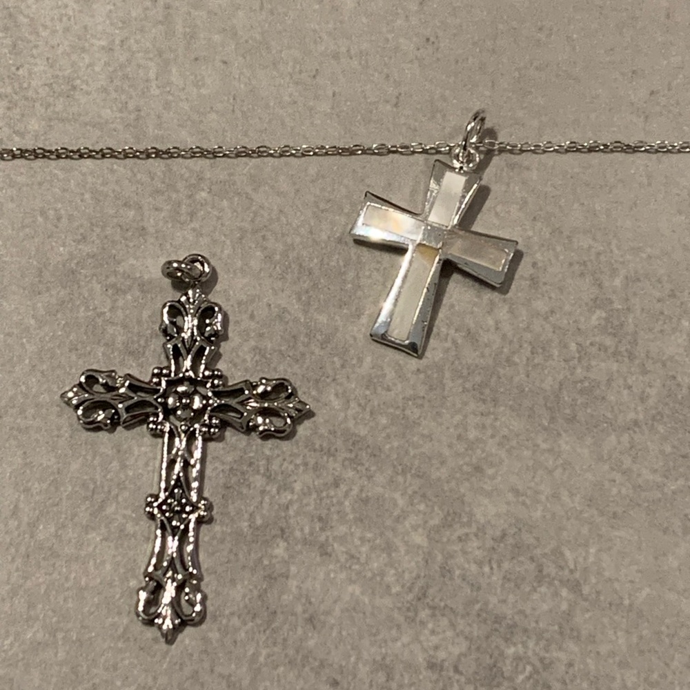 Kohl's Silver Cross Necklace Set